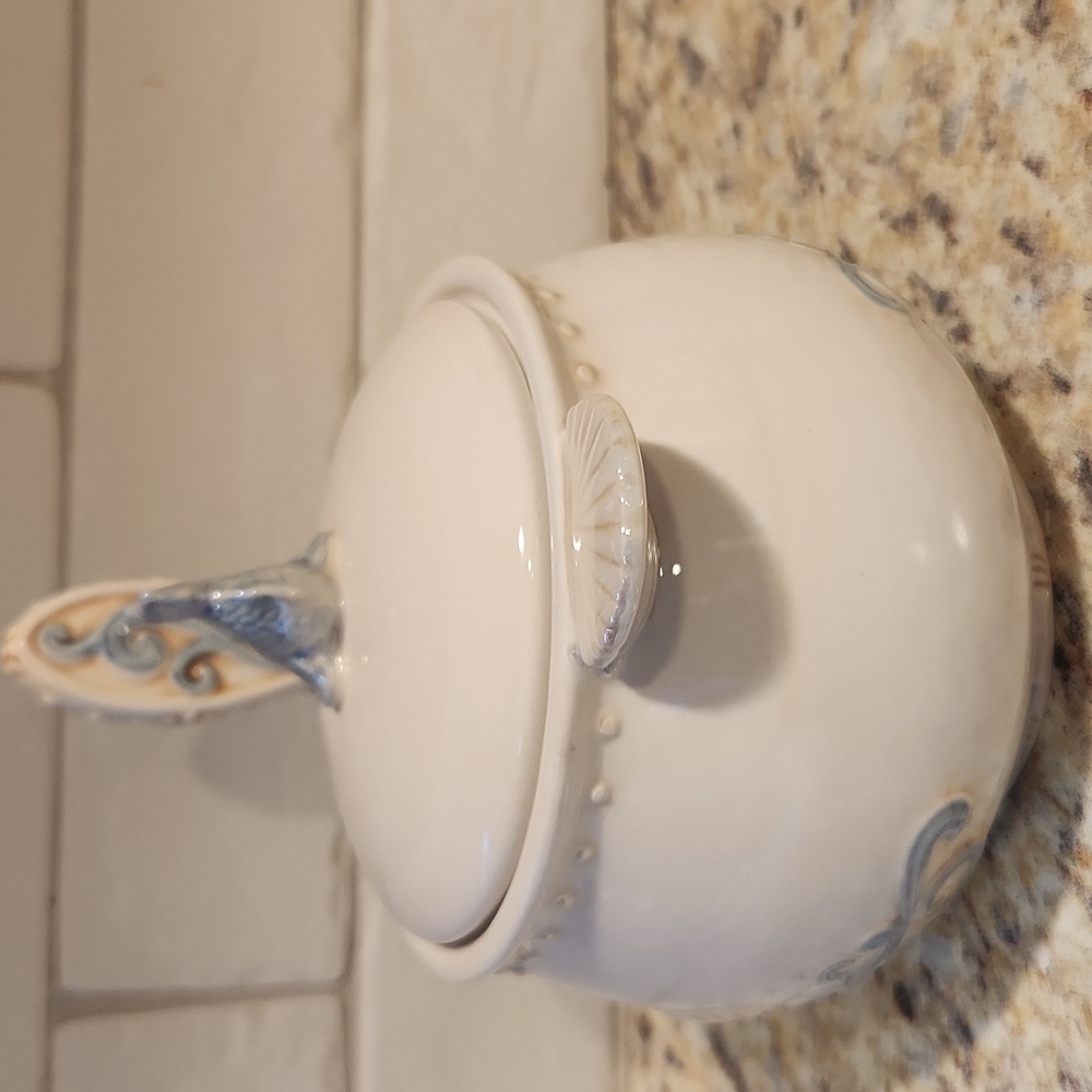 Coastal Seashell Covered Dish With Spreader - Picture 4 of 10